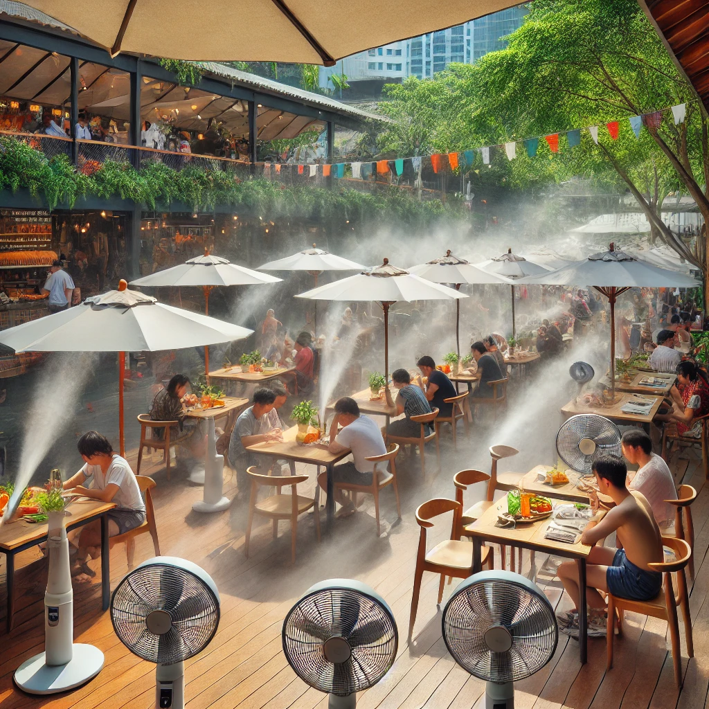 outdoor mist fan demo